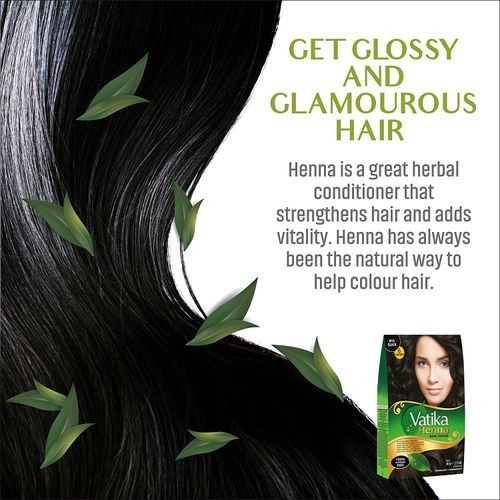 Vatika Henna Hair Colour (Rich Black) 6 Sachets, 60g (UK Origin)