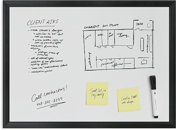 U Brands Magnetic Dry Erase Board, 17 x 23 Inches, Black Wood Frame (307U00-01)