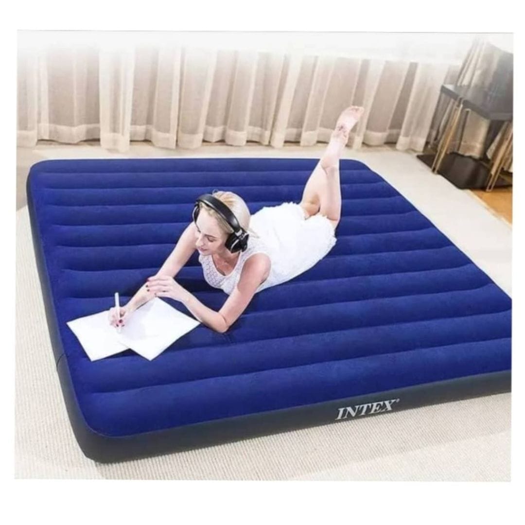 Portable 5x6 Air Mattress with Electric Pump – Durable Flocked Sleeping Surface
