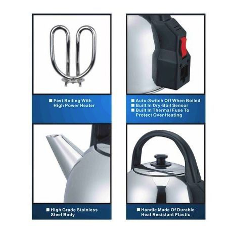 Saachi 5.0 Litres Electric Kettle, Auto Switch Off - Silver,Black