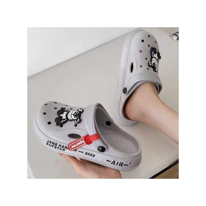 Crocs Sandals Slippers Hole Shoes Men's Thick-soled Non-slip Breathable Gray
