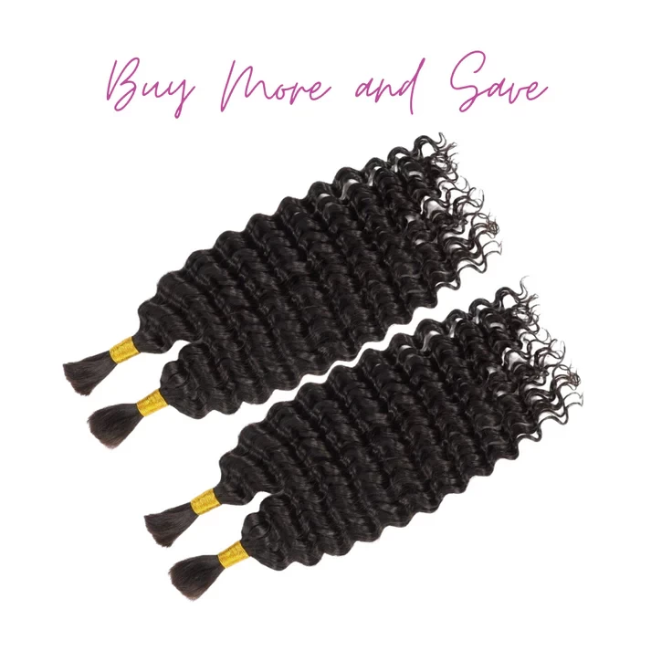 Deep Wave Water Wave Curly 100% Human Hair 3 Bundle Package, Boho Braids, Goddess Locs, Goddess Braids, Feed-In Braid Bundles