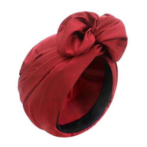 Ladies Headscarf Retro Style Womens Headwrap Soft for Short Wine Red