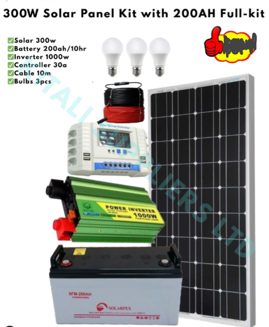 Generic Solar Home System Kit - 300W Panel + Inverter + Battery