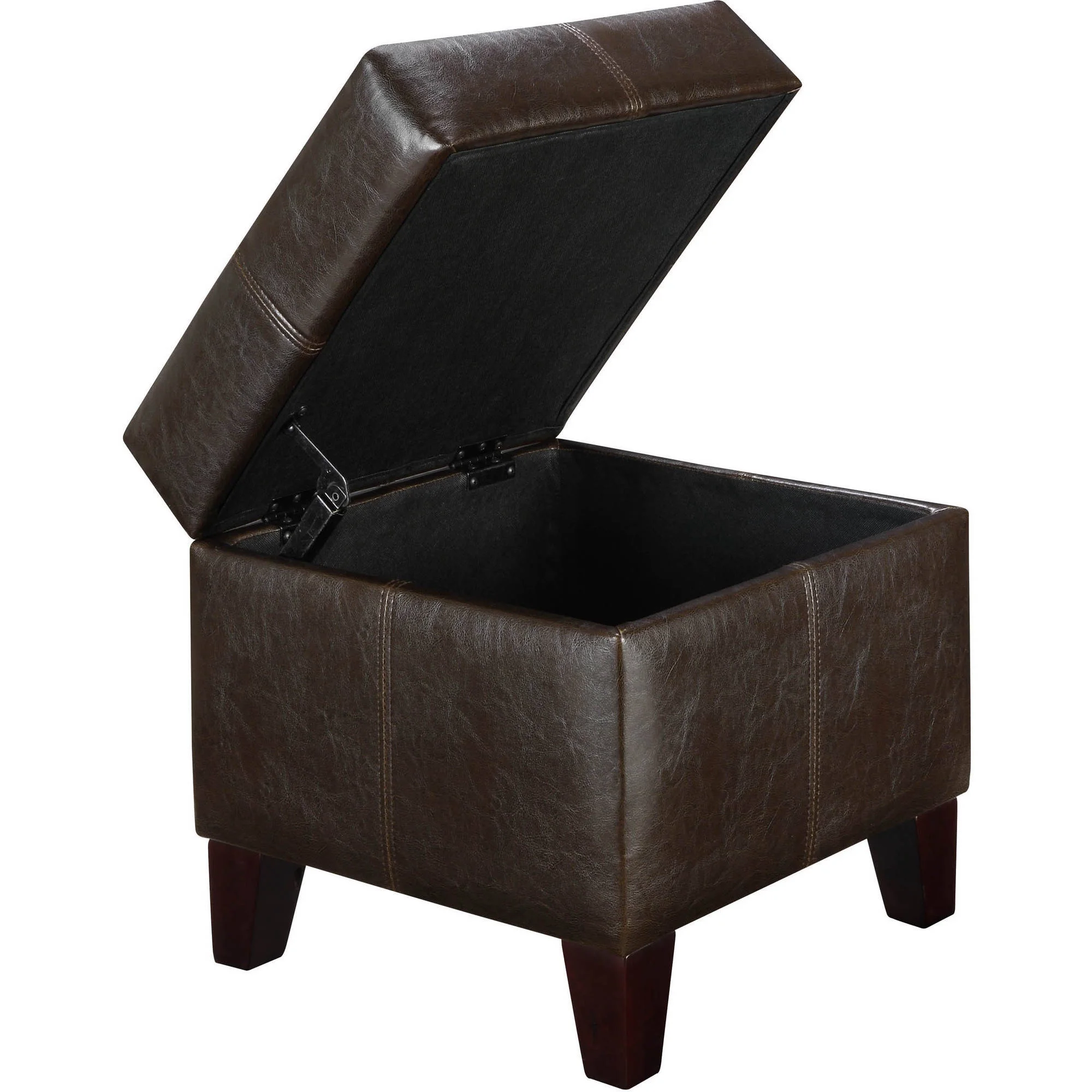 Storage Ottoman - Leather - Brown