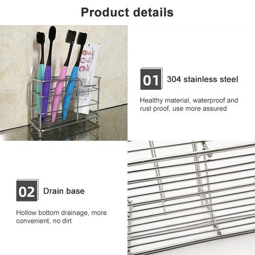 Stainless Steel Toothbrush Toothpaste Rack Plaid Pen Holder Storage