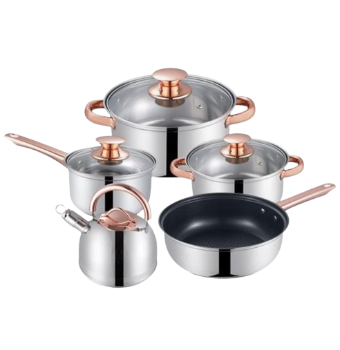 Stainless Steel Saucepans Cookware Pots With Kettle And Frying Pan