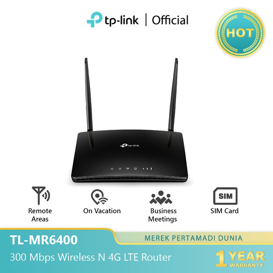 TP-Link TL-MR6400 4G LTE Router - Black