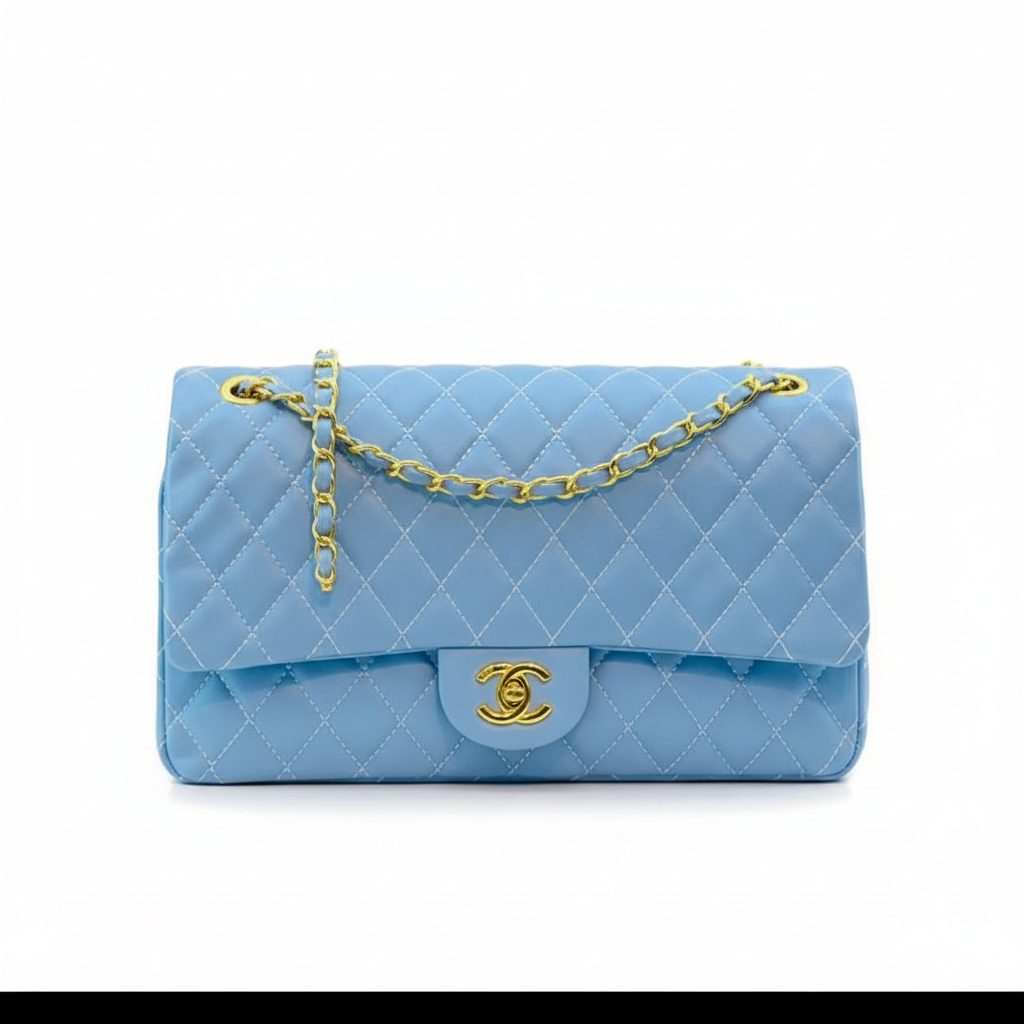 Blue Channel Big Size Double Flap Quilted Bag