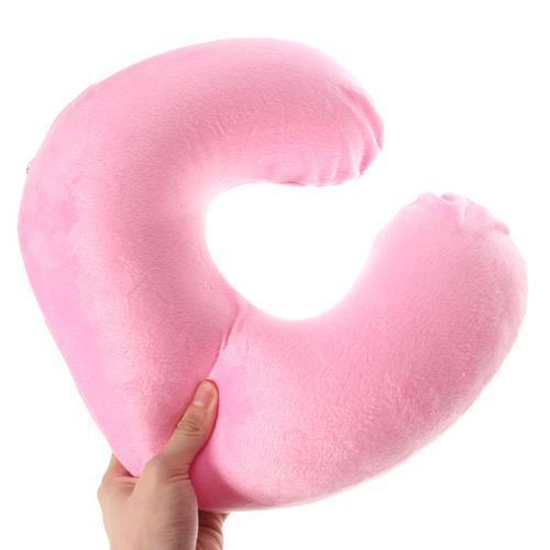 U Shaped Travel Car Flight Super Soft Plush Fabric Support Headrest Nursing Cushion-C06 Blue