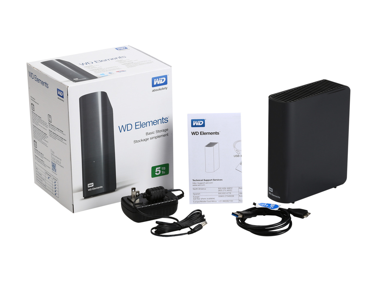 WD Elements 5TB External Hard Drive - Black