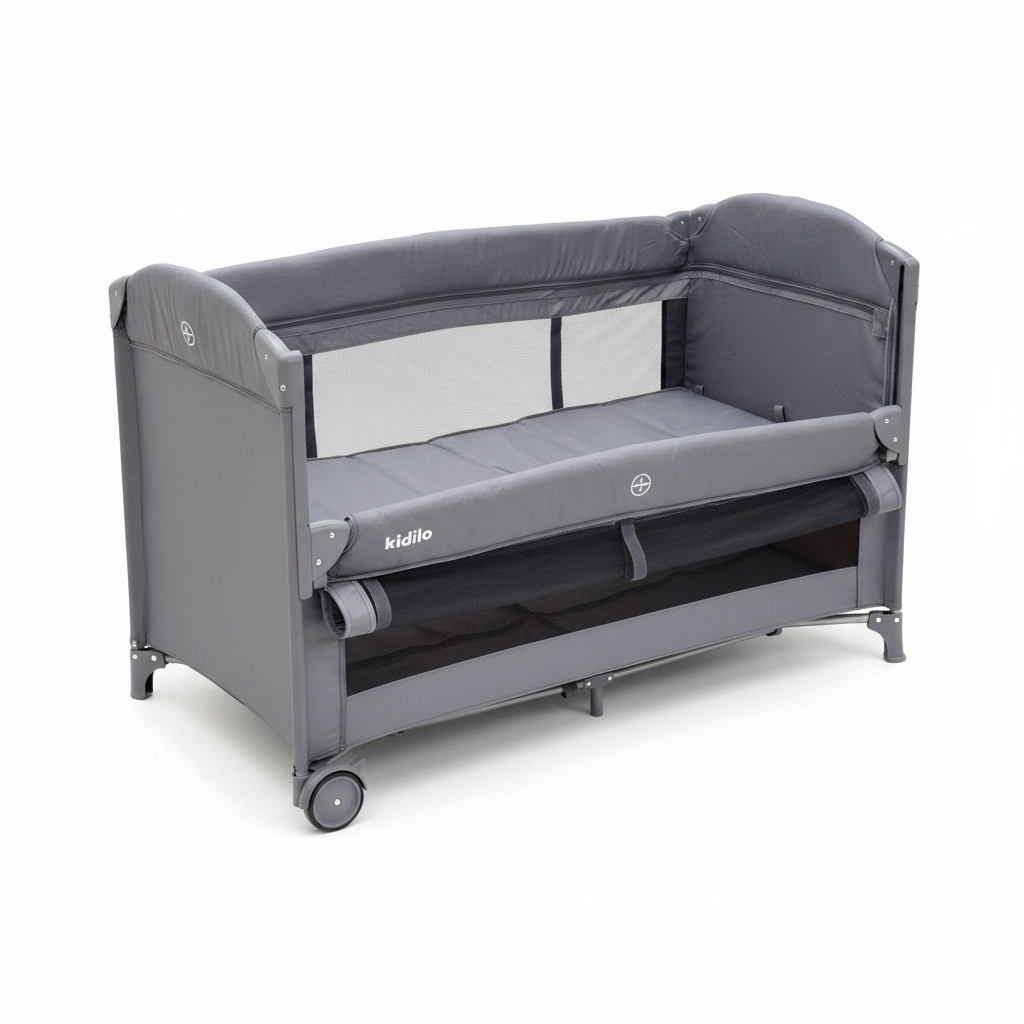 Kidilo Baby Travel Cot & Playpen — Grey