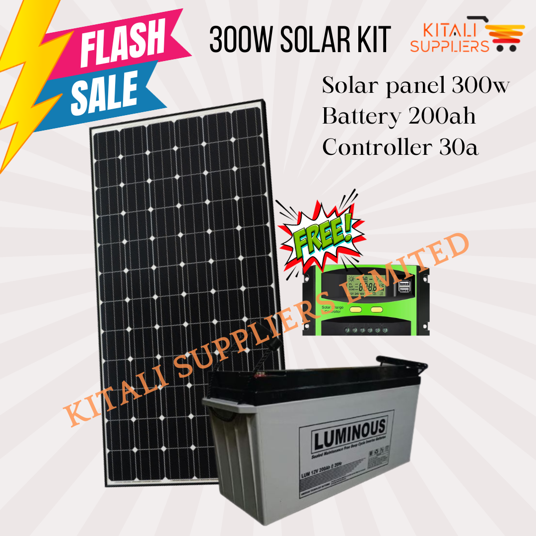 Generic Solar Home System Kit - 300W Panel + Inverter + Battery