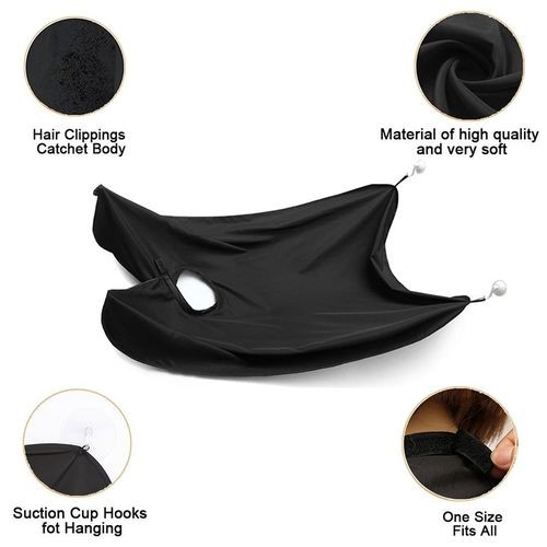 Pongee Beard Grooming Shave Apron Bib Trimmer Clean Facial Hair Cape Sink Bathroom Shees-YZ50-black