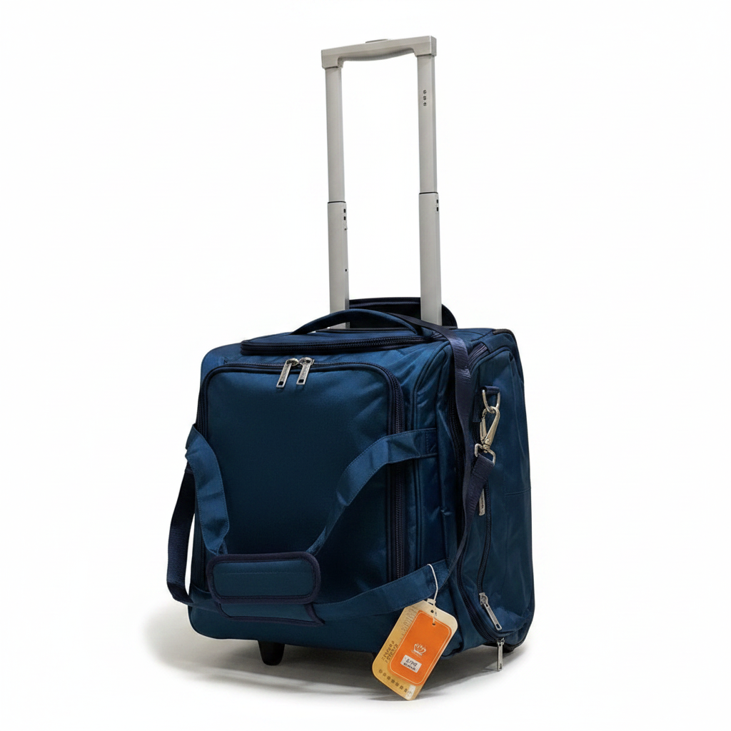 Navy Blue Wheeled Trolley Duffle Bag