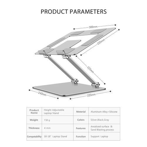 Height Adjustable Laptop Stand Compatible With MacBook Pro Air 7-17.3 Inch Laptop Aluminum Laptop Stand Foldable Dj Laptop Stand