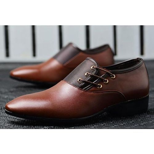 Men's Leather Shoes Casual Business Formal Shoes-Brown