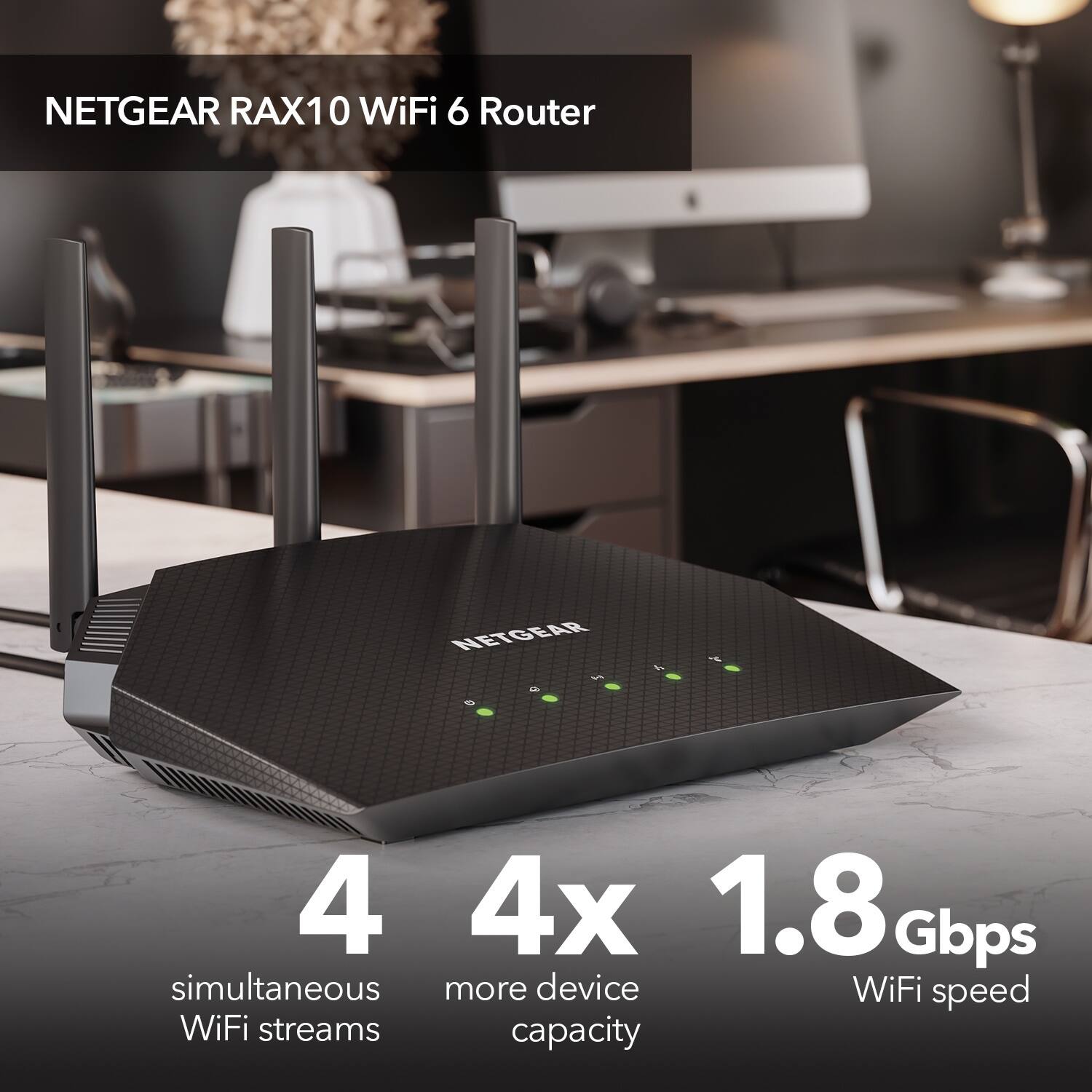 Netgear R6700 AX1800 Wi-Fi 6 Router - Black
