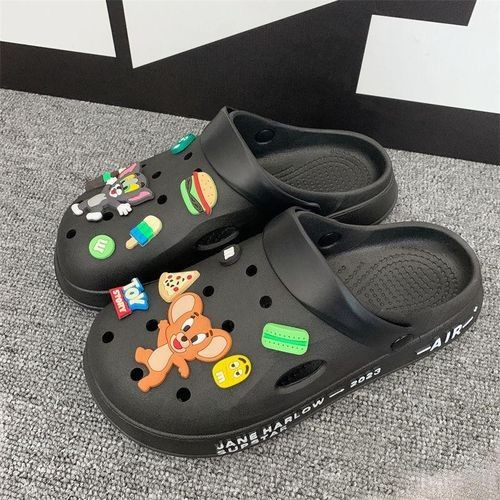 Crocs Men's Slippers Cartoon Hole Shoes Soft Sole Non-slip Thick Sole