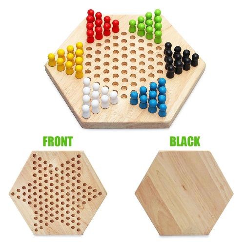 Portable Chinese Checker Game Set Rubber Wood Chinese Checkers Classic Chinese Strategy Board Game Children Puzzle Game