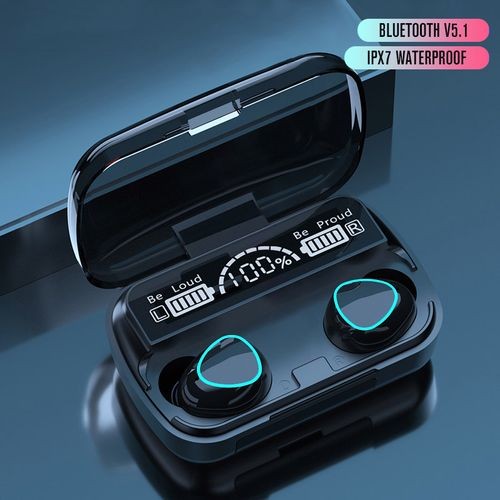 M10 Wireless Bluetooth Earphone Touch LED Stereo Audio Black