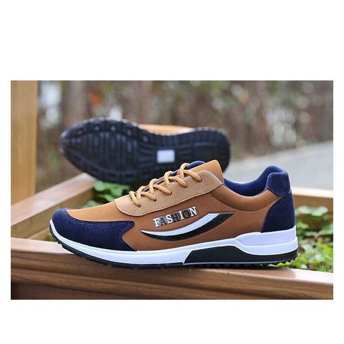 Men's Breathable Comfortable Sneakers Lace Up Hiking Shoes - Brown