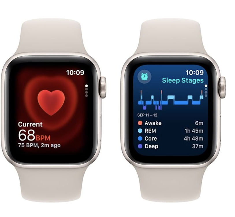 Smartwatch with Starlight Aluminum Case with Starlight Sport Band S/M. Fitness & Sleep Tracker, Crash Detection, Heart Rate Monitor