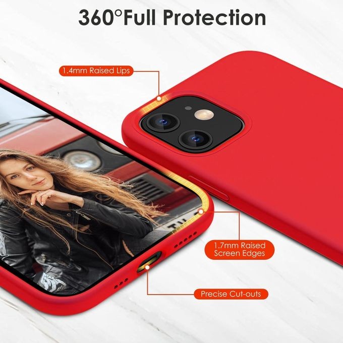 Apple Silicone Phone Case For Iphone 11 12 13 14 15 Pro Max X Xs Max Shockproof Case Cover- Red