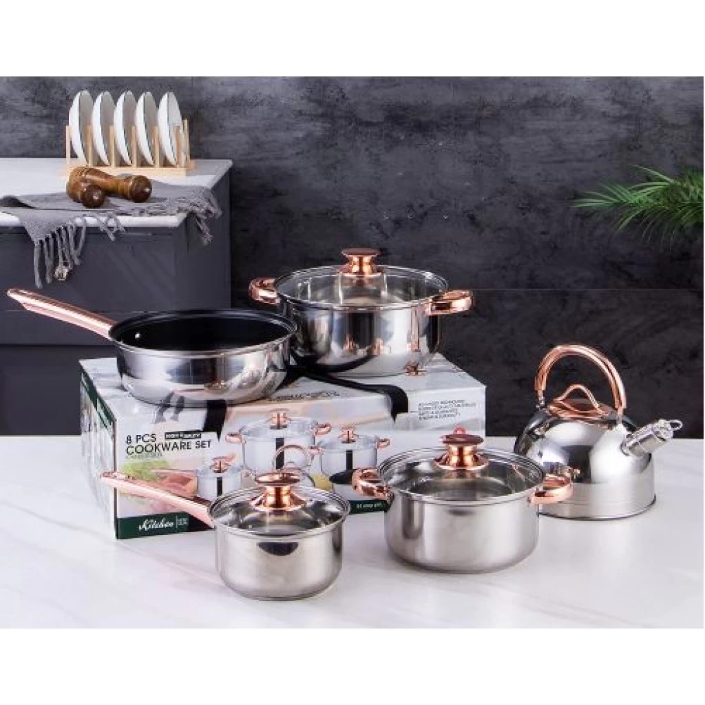Stainless Steel Saucepans Cookware Pots With Kettle And Frying Pan