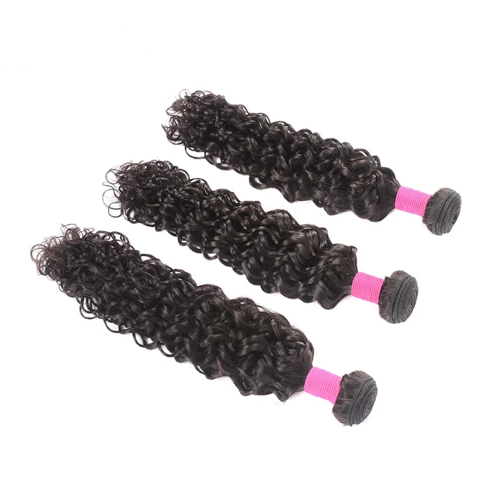 Virgin Malaysian Water Wave Grade 10A Human Hair, Color 1B Natural