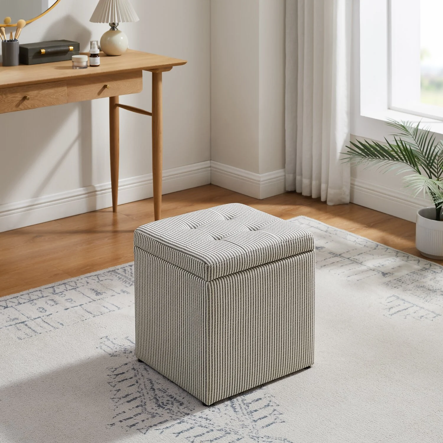 Storage Ottoman - Fabric - Gray