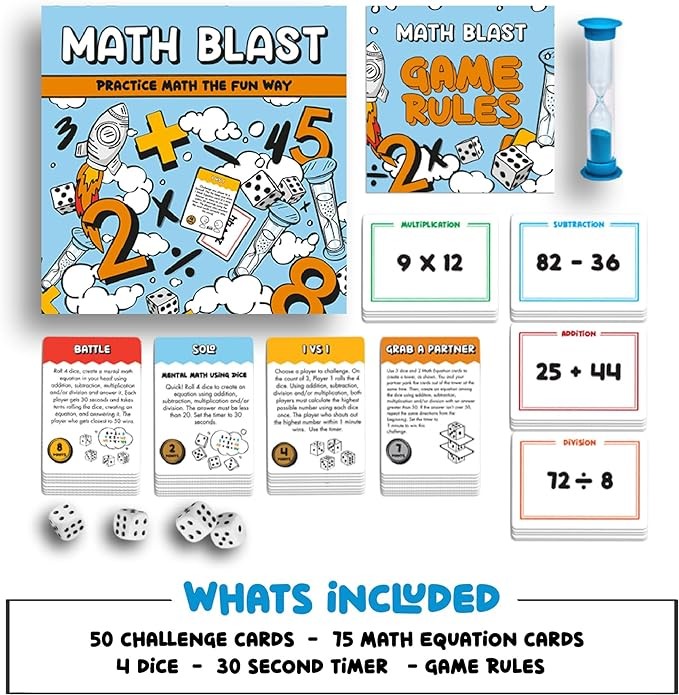 Math Blast! Math Game for Kids 8-12 & Over | Fun Educational Game for Home or Classroom - Practice Math The Fun Way