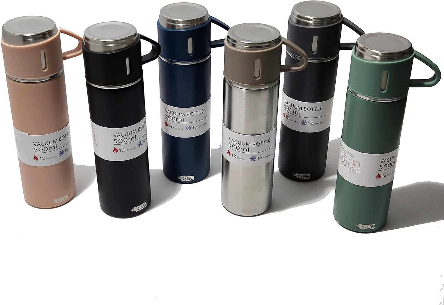 BT53 Stainless Steel 500 ML Vacuum Flask/Bottle/Thermos for Hot and Cold Drinks with Three Cups (Pink)