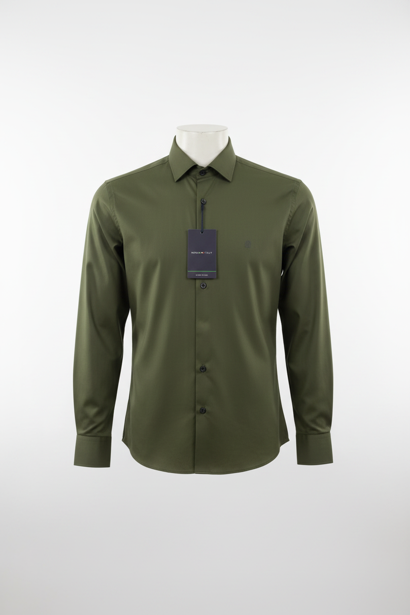 Monza Italy Men's Dress Shirt - Olive Green