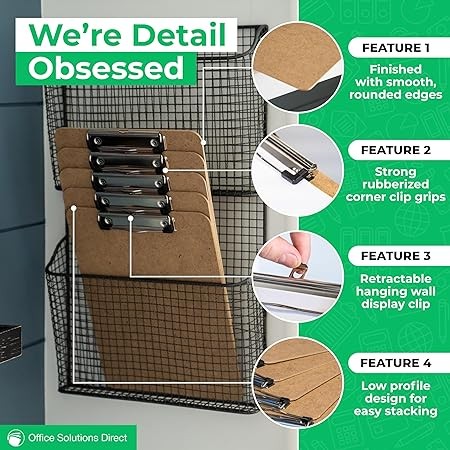 Office Solutions Direct Wood Clipboards with Low Profile Clip (Set of 30) - Bulk Pack of Heavy Duty Classic Clipboards for Classroom, Office, or Calendar Use