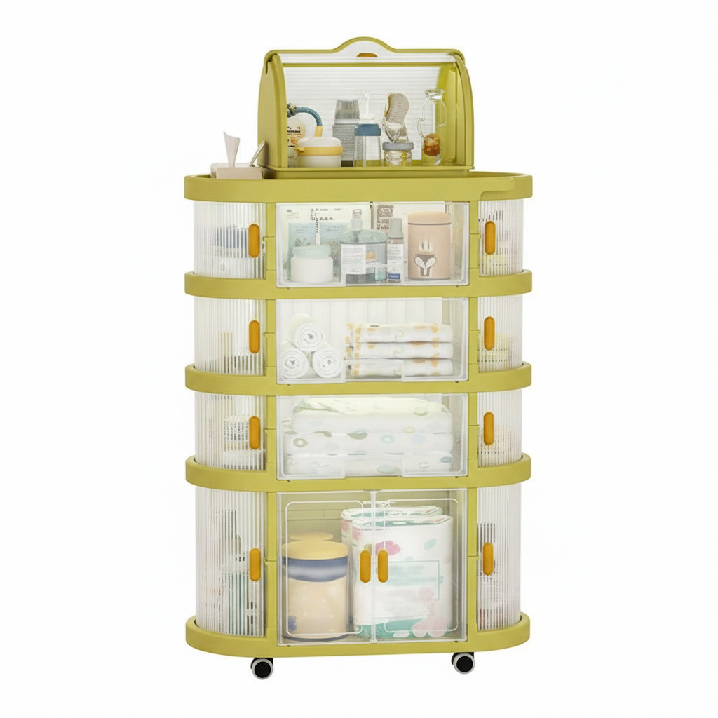 5-Tier Baby & Kids Storage Cabinet Trolley on Wheels
