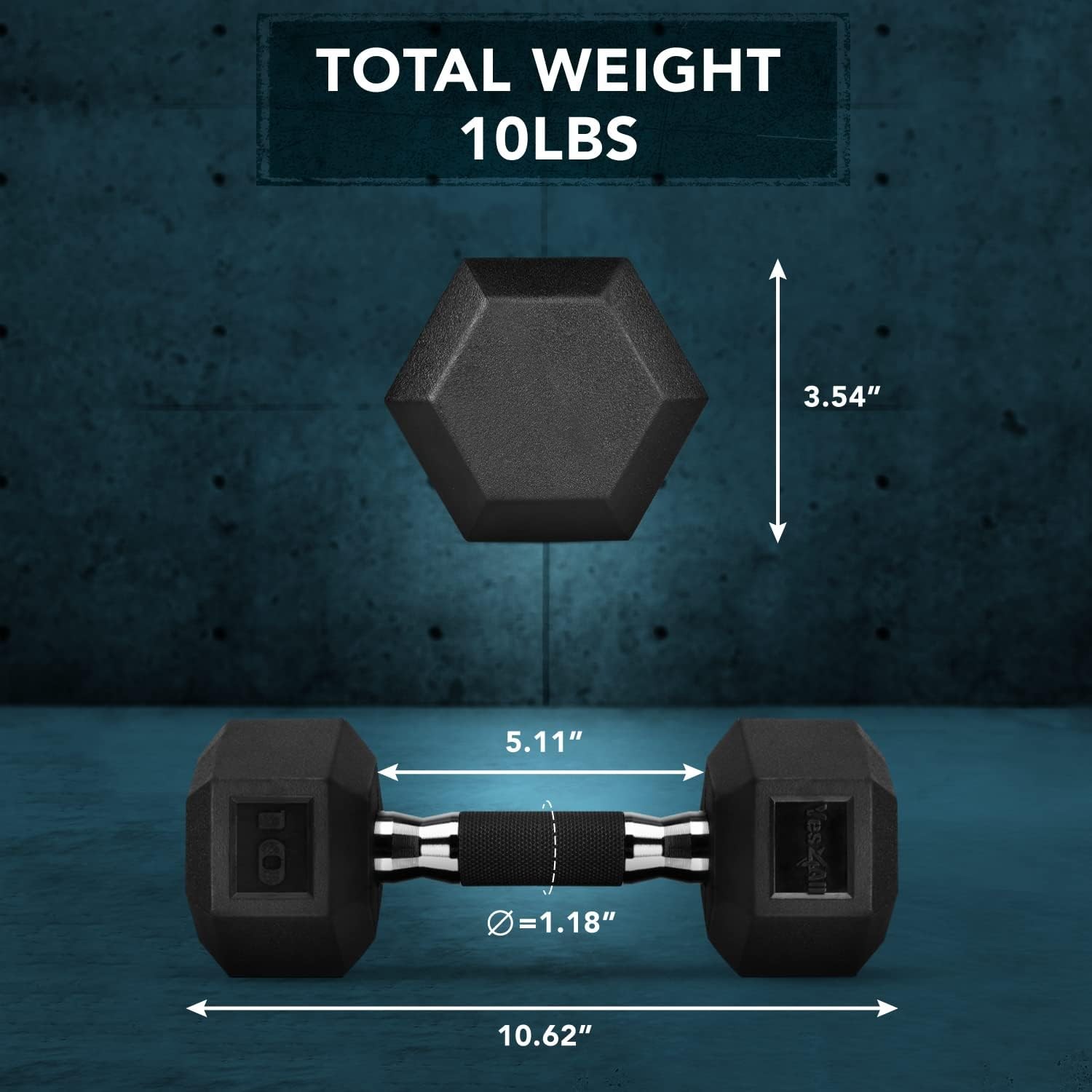 Yes4All Rubber Grip Encased Hex Dumbbells – Hand Weights With Anti-Slip 5-50 LBS Single