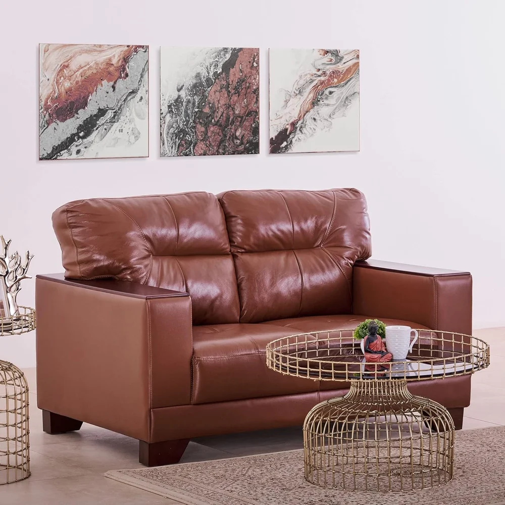 Sofa Set - 2 Seater - Brown Leather