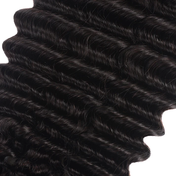 40" Virgin Remy Brazilian Loose Deep Wave Human Hair Bundle, Grade 15A, Natural 1B, 3 Bundles/Package