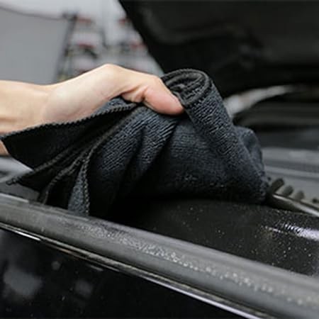 Microfiber Towel, Black, (Safe for Car Wash, Home Cleaning & Pet Drying Cloths) 16" x 16", Pack of 3