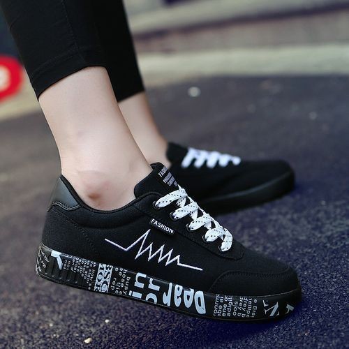 Sneakers Ladies Lace-up Casual Shoes Breathable Walking Canvas Shoes