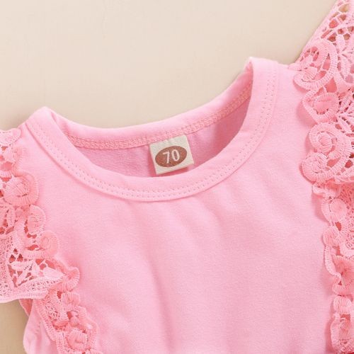 Baby Girls Sundress Rose Printing Pink Bodysuit Sleeveless Dress