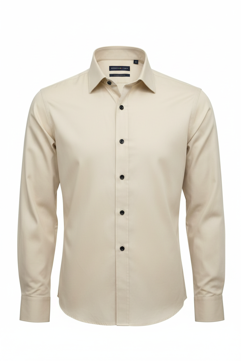 Monza Italy Men's Dress Shirt - Cream