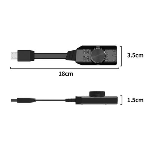 GS3 USB 2.0 External Sound Card Virtual 7.1 Channel - Black