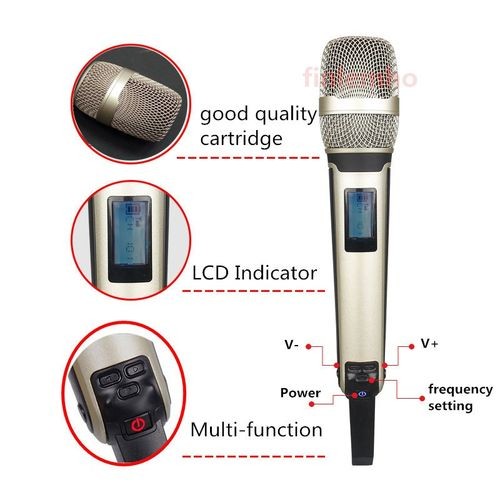 "UHF Wireless Karaoke Microphone: Professional 600-650MHz Vocal Recording for Home Studio, Theater (Black)"