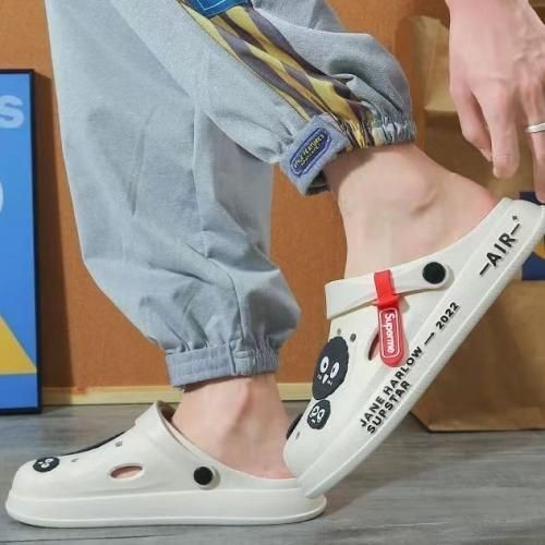 Crocs Sandals Slippers Hole Shoes Men's Thick-soled Non-slip Breathable White Duck