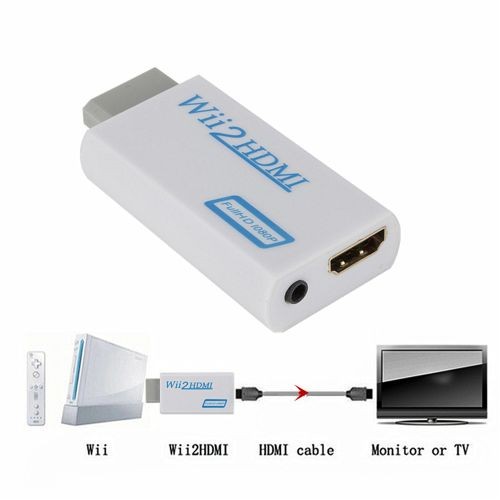 1080P WII-cpmpatible 2HDMI Converter 3.5mm Audio for PC HDTV Monitor Display for WII-cpmpatible To HDMI-compatibleAdapter-black