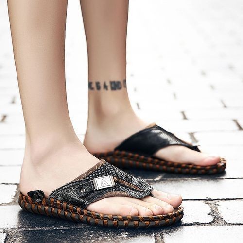Men's Leather Open Toe Casual Beach Sandals