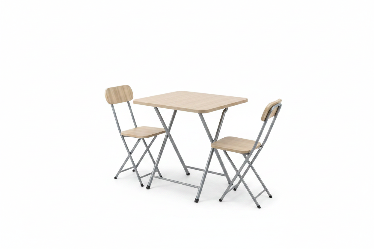 Foldable X-Frame Table & 2 Chairs Set