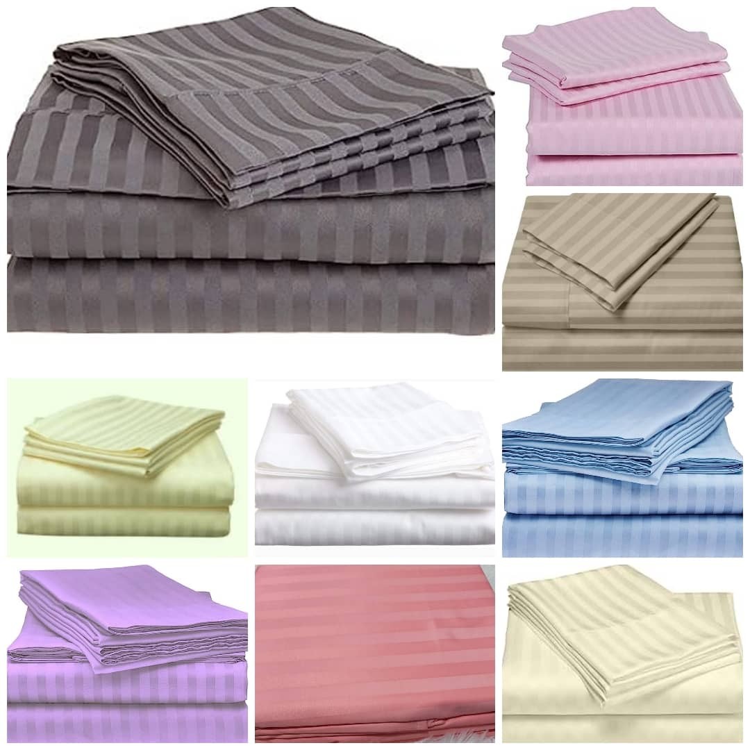 6*6 Strips Double Cotton-Satin Bed sheets.